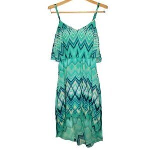 4/$25 Lily Rose Green Chevron Summer Midi Dress